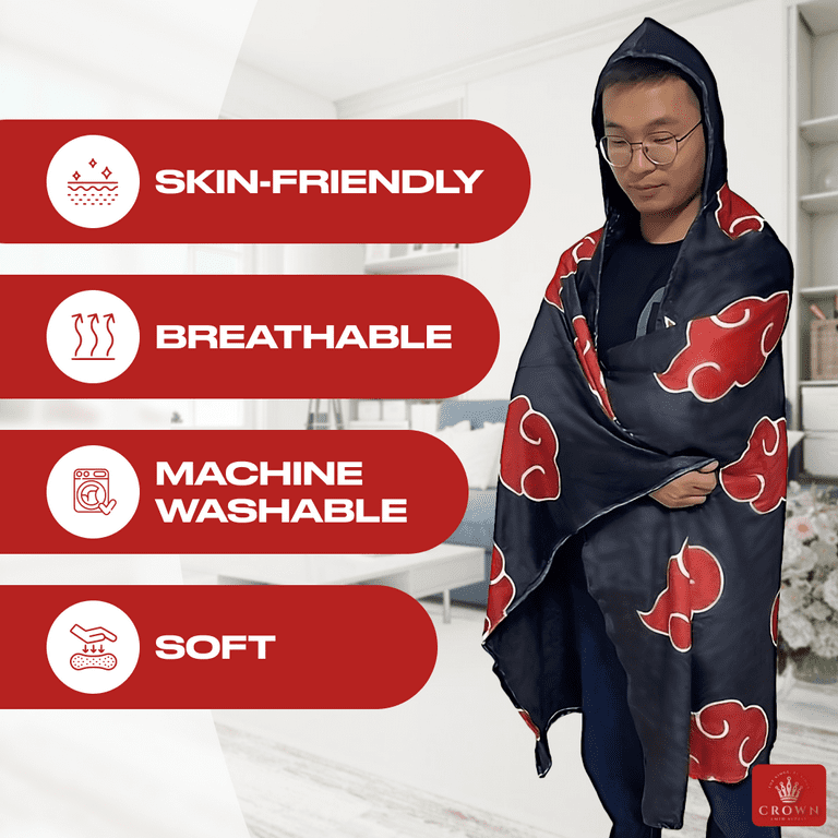 Anime Blanket Hoodie Wearable for Men and Women Thick Velvet Fabric Soft Warm Cozy Cooling Winter Plush Fluffy Blankets Black Cute Hooded Living Room Decorative Bed Couch Sofa 47 x 65 Walmart