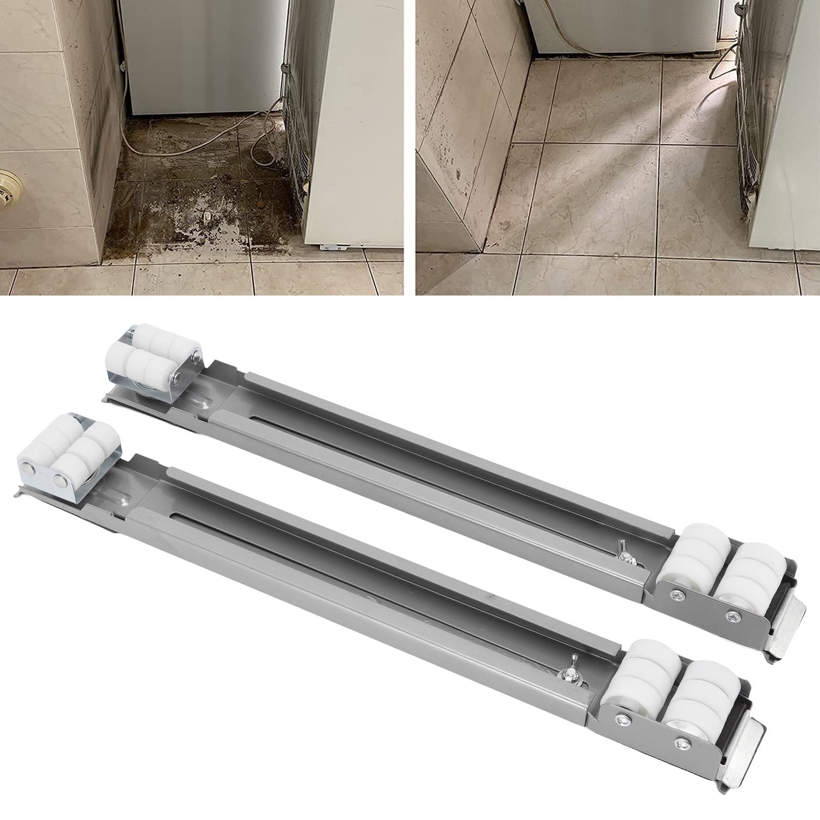 NFTIGB Extensible Appliance Roller 661 LBS Load Bearing Universal Wheel Base for Washing Machines Refrigerators Dryers Dishwashers Heavy Objects Silver (17.7-27.6 in / 45-70 cm)