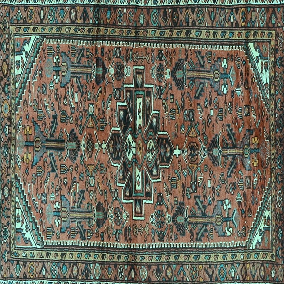 Ahgly Company Indoor Square Persian Light Blue Traditional Area Rugs, 5' Square