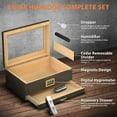 thumbnail image 2 of LP Cigar Humidor, Glass Top Desktop Humidor, Storage Box for 20-50 Cigars with Digital Hygrometer, Humidifier, Divider, Drawer & Dropper, 2 of 7