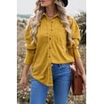 thumbnail image 1 of Women's Yellow Corduroy Button Pocket Shirt, 1 of 17