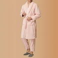 thumbnail image 6 of Robes Set for Men Plush Flannel Bathrobe and Pajamas Pants Soft Fleece Knee Length Bathrobe House Coat Sleepwear Sets, Beige, XXXL, 6 of 7