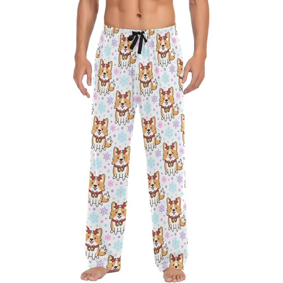 GZHJMY Cute Cartoon Dog Mens Pajama Pants, Comfortable and Soft Men Pajama Bottoms, with Pockets and Drawstring, Christmas New Year Birthday Father's Day