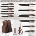 thumbnail image 6 of Walchoice 15 Pieces Knife Set with Block, High Carbon Stainless Steel Kitchen Knife Set with Sharpener, Rust Resistant & Dishwasher Safe - Walnut Brown, 6 of 8