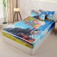 thumbnail image 2 of Castle Fairy Whimsical Train Zipper Full Size Comforter Sets with Fitted Sheet and 2 Pillowcases,Balloon Meadow Zipper Bedding Set for Bedroom,Blue Yellow,4pcs,Reversible, 2 of 6