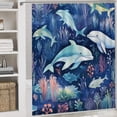thumbnail image 5 of Blue Whale Cute Cartoon Shower Curtain 4 Piece Set with Non-Slip Rugs Toilet Lid Cover And Bath Mat Vintage Sea Life Nautical Whale Waterproof Durable Bathroom Decor Shower for Bathroom Decor, 5 of 8