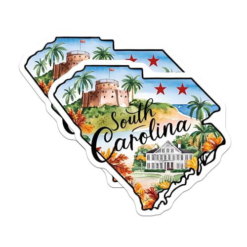 (2 Pack) South Carolina Magnets - State Souvenir - USA Travel Collectible - 5" On Longest Side - for Cars, Fridges, Toolboxes - Made in USA - MAG6302