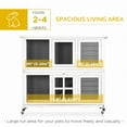 thumbnail image 4 of PawHut Wooden Rabbit Hutch, 2 Tier Bunny Cage with Wheels, Dark Grey, 4 of 10