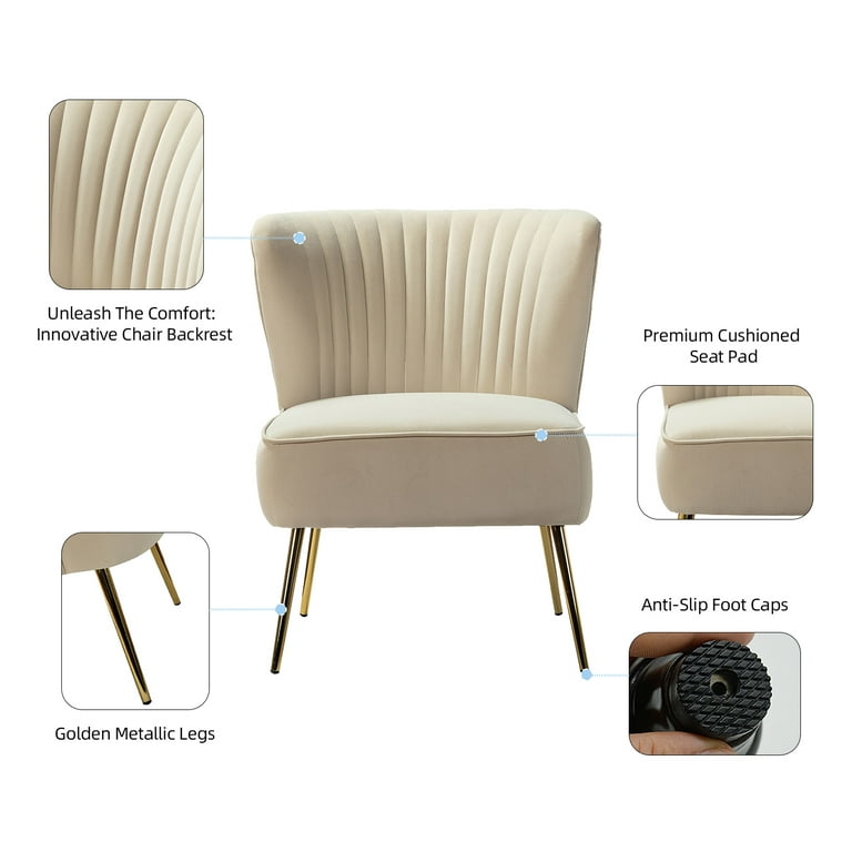 Chairs Leg Accent of Adult Gold Set Bedroom Tan Side 2,Upholstered Velvet Home Metal Chair