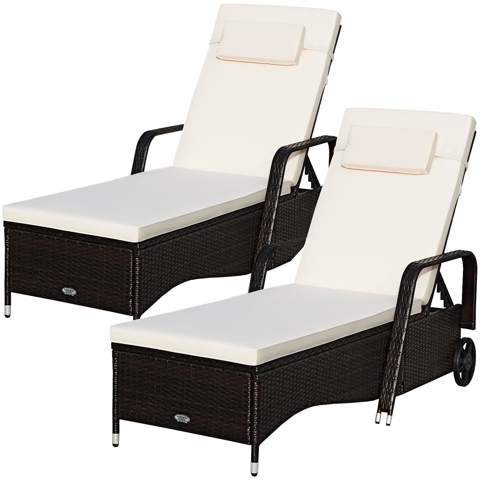 Patiojoy 2Piece Adjustable Wicker Patio Lounge Outdoor Rattan
