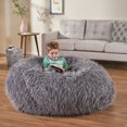 thumbnail image 4 of GDF Studio Lycus 5 ft Long Faux Fur Bean Bag, Gray, 4 of 7