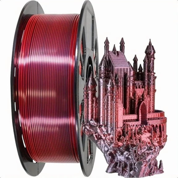 1KG/2.2lb PLA 3D Printer Filament, Dual Color Black Red PLA Filament 1.75mm, Shiny Color Change 3D Printing Filament
