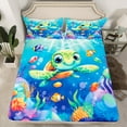 thumbnail image 2 of Erosebridal Sea Turtle Sheet Set Twin,Sea Animal Bedding Sets Twin Size,Teenager Bedroom Decor,Breathable,3pcs, 2 of 7