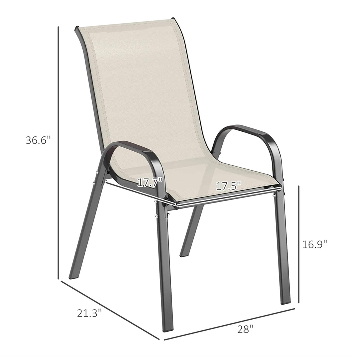 Demi Bonn Outdoor Dining Chairs Set of 4, Stackable Patio Chair with High Back, Breathable Mesh Seat for Garden, Backyard, Deck, Porch, Lawn, Beige