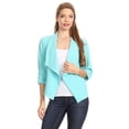 thumbnail image 5 of Women's Casual Fitted Blazer Draped Open Front with Ruched 3/4 Sleeves (S-3XL), 5 of 6