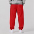 thumbnail image 5 of Leidass Mens Fleece Lined Jogger Sweatpants Elastic Drawstring Waist Cuffed Ankle Solid Casual Athletic Pants with Side Pockets Red M, 5 of 5