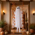 thumbnail image 3 of Lighted Swing Ghost Hanging Halloween Decor, Remote Timer LED Mesh Ghost Ornament, Maple Leaf Accent Outdoor Yard Porch Tree Decoration, Weather Resistant Holiday Front Lawn Display Prop, 3 of 6