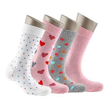 

Cosyfeel Crew Socks for Women 4-Pack Soft Cozy Cotton Women s Cotton Eco-Friendly Cute Patterns Multicolor Women Sock (Geometric 9-12 US)
