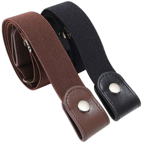 LULULION 2Pcs Elastic No Buckle Invisible Belt for Women with PU Style