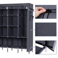 thumbnail image 4 of Knocbel Clothes Closet Storage Rack Portable Wardrobe With 4 Side Pockets And 12 Shelves, Dustproof Zippered Non-Woven Fabric Cover, 66 3/4"W x 17 3/8"D x 71 1/2"H Gray, 4 of 9