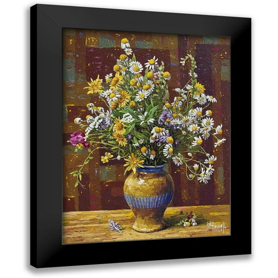 Ziman, Peter 12x14 Black Modern Framed Museum Art Print Titled - Field Flowers in Vase V