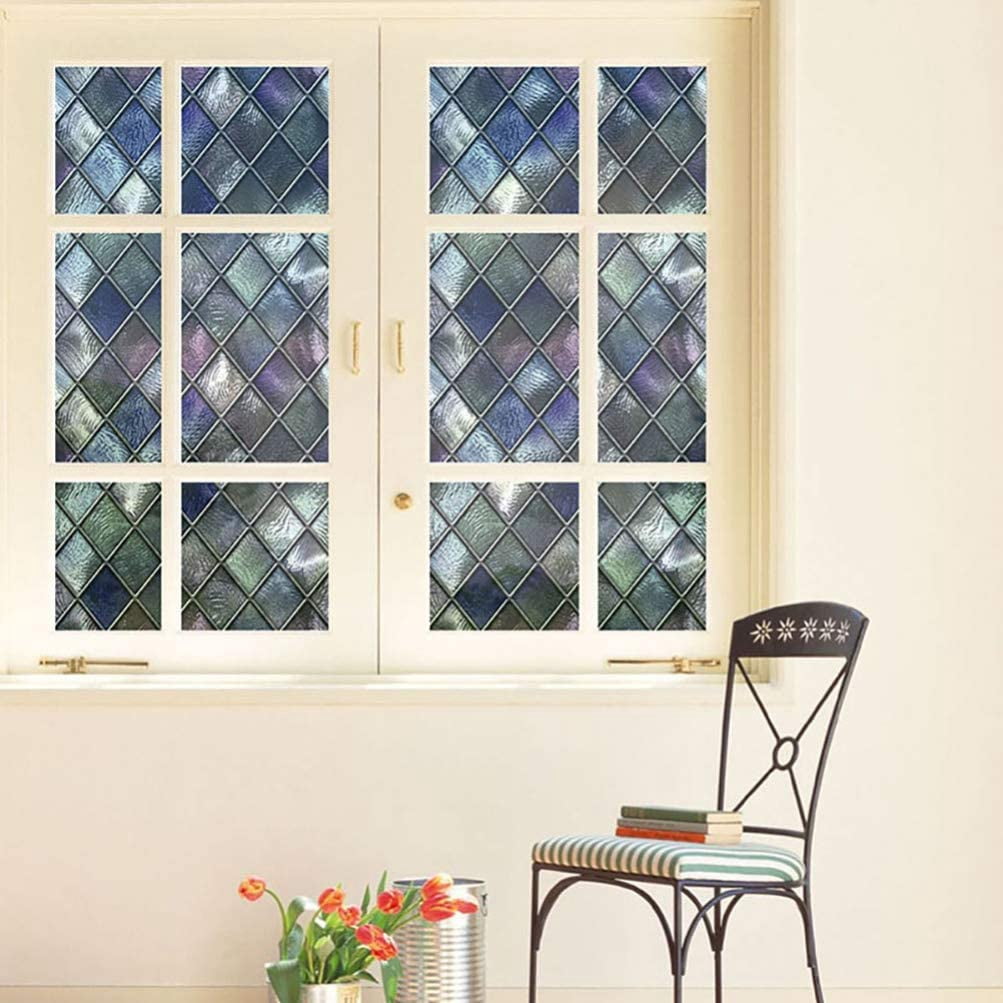 2Pcs Window Privacy Film, No Glue Removable Heat Control Anti UV (90cm*58cm), Stained Static Cling Decorative Window Film for Glass Door, Home, Office, Kitchen (Color 2)