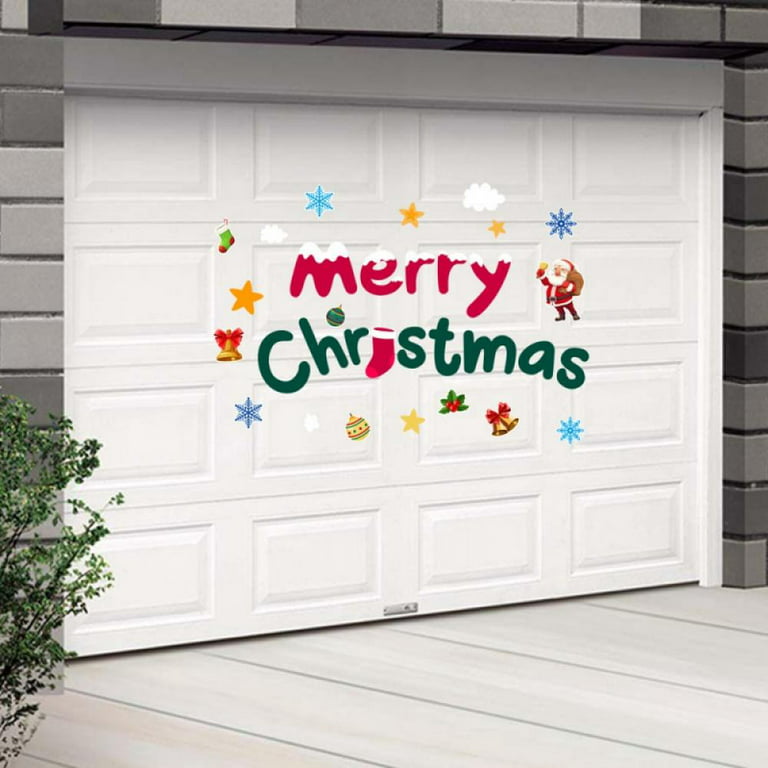 Christmas Garage Door Decoration Stickers Outdoor Xmas PVC Door Decals  Non-Magnetic Christmas Decor Garage Door Decor for Fridge Window Wall Door  Party Decoration 