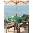 thumbnail image 4 of Square Outdoor Tablecloth with Umbrella Hole Tropical Leaves Outside Table Cloth Waterproof Patio Table Cover Country Summer Botanical Green Plants Zipper Tablecloths for Picnic Camping 54x54 Inch, 4 of 8