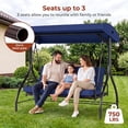 thumbnail image 6 of Pirecart 3 Person Patio Porch Swing with Stand, Outdoor Converting Swing Glider Hammock with Adjustable Canopy, Cushions, Garden, Yard, 6 of 8