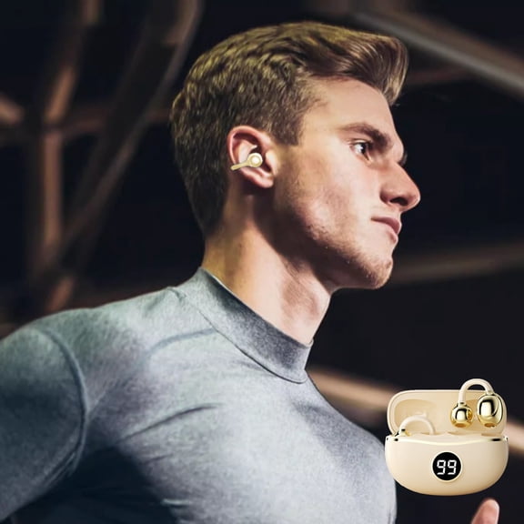 SPOORYYO Earclip Open Ear Bluetooth Earphones, Low Latency Stereo, Double Mic Noise Reduction, High Battery, Comfortable Wearing for Sports