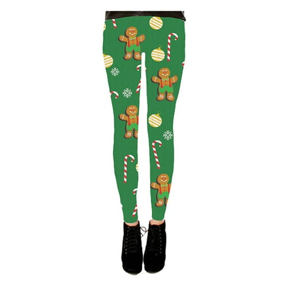 Officially Licensed by Costume Agent Gingerbread All Over Green Juniors Leggings, L