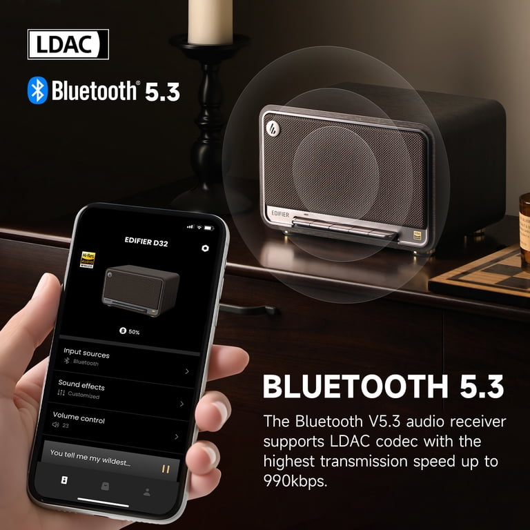 Edifier D32 Tabletop Bluetooth Speaker - Black, 60W RMS - Walmart.com