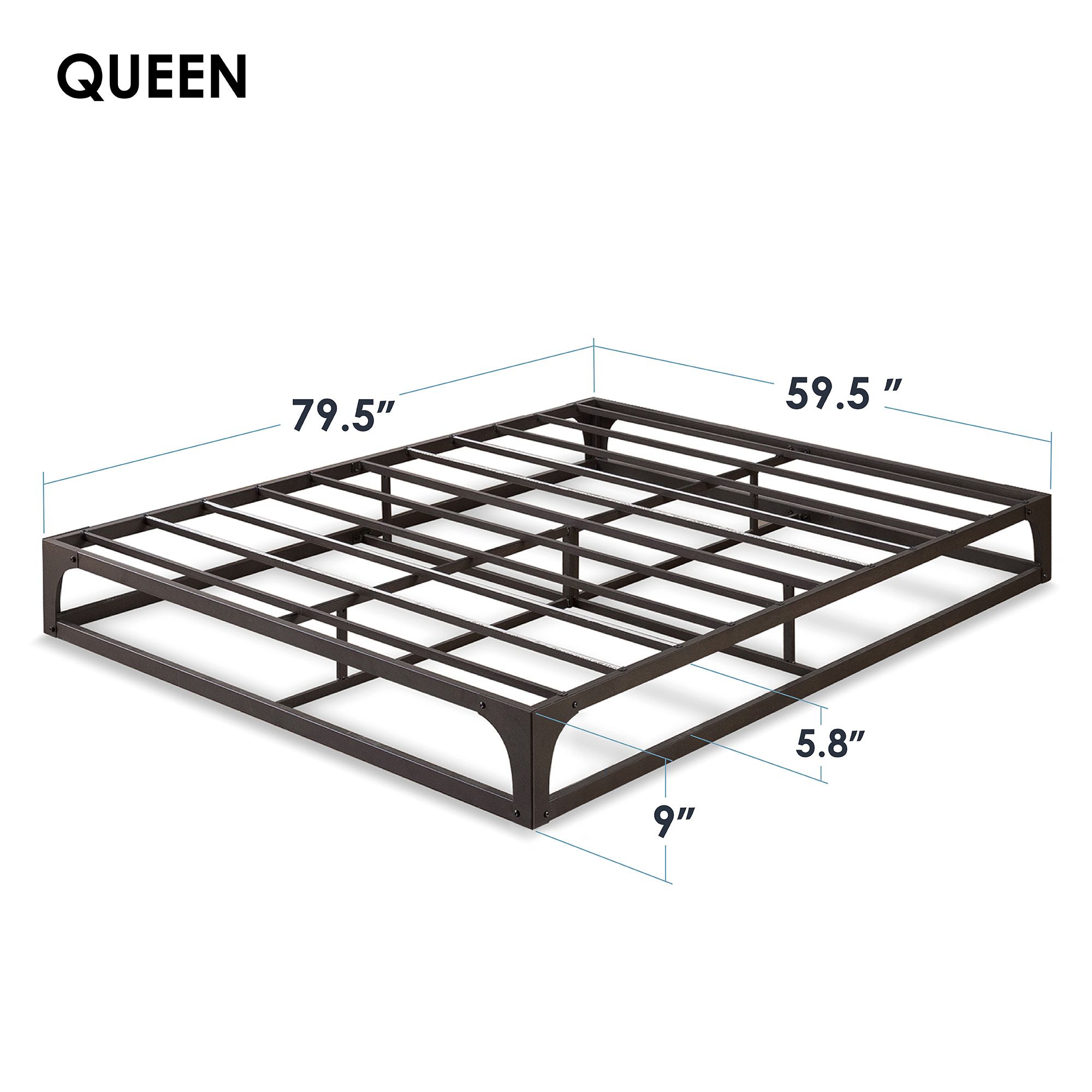 Mellow Ace of Base Metal Platform Low Profile Bed Frame, Hinged 9