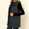 thumbnail image 5 of cocolona Textured Fuzzy Fleece Vest for Women Sleeveless Button Down Cable Knit Cardigan Solid Color Casual Sweater Vest, 5 of 7