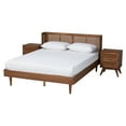 thumbnail image 2 of Baxton Studio Rina Mid-Century Modern Ash Walnut Finished Wood 3-Piece Queen Size Bedroom Set with Synthetic Rattan, 2 of 7