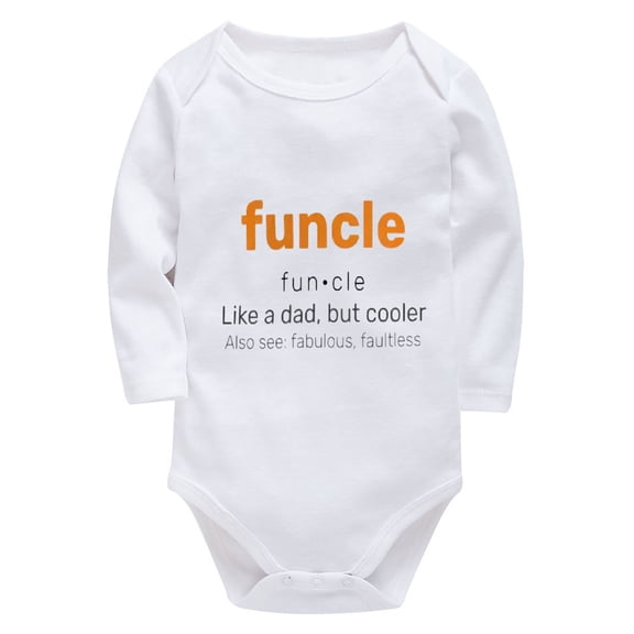 Funcle Fun Uncle Cooler Infant Onesie Unisex Long Sleeve Bringing Home Baby Outfits Girl White Boy Rompers 3-6 Months