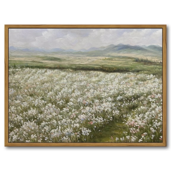 Drsoum Landscape Artwork Wall Art Prairie in Full Bloom Classic Prints Modern Farmhouse Kitchen Bathroom Office Decor 12x16in Natural Framed