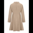 thumbnail image 4 of Vestido Blazer Elegante de Doble Botonadura, Corte Entallado, con Solapa con Muesca, Larga, Informal, para Eventos de Trabajo Caqui XL, 4 of 8