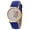 Blue, variant on Women Arabic Number Rose Flower Round Dial Faux Leather Band Quartz Wrist Watch