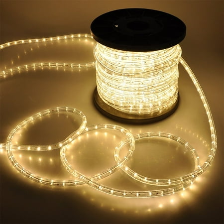 White Rope Lights Arksen Flexible 150' LED Crystal Clear PVC Tubing Rope Kit Light, Warm White ()