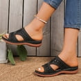 thumbnail image 3 of Dakaela Orthopedic Sandals Women Comfortable Dressy Summer Slip on Slides Arch Support Low Wedges Outdoor Beach Walking Shoes Black Size 6, 3 of 8