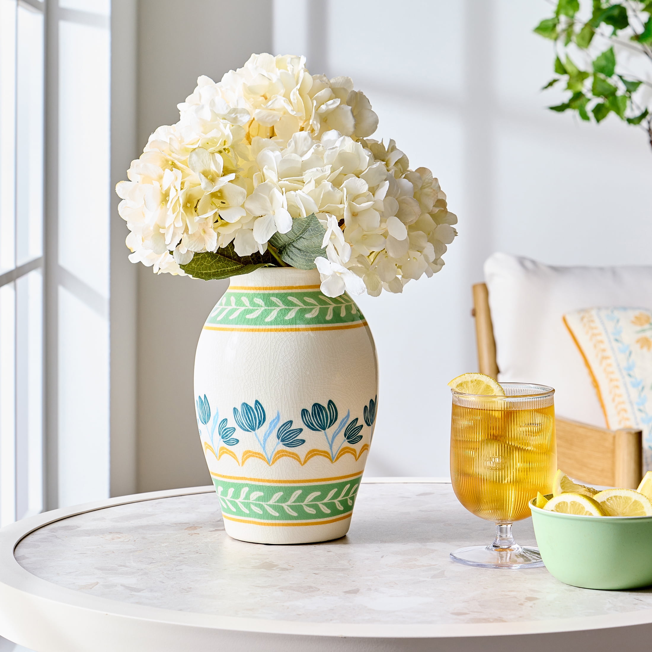 Better Homes & Gardens Napa 9" White Printed Ceramic Vase