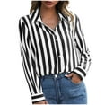 thumbnail image 2 of Ahuyic Womens Plus Size Top, Casual Long Sleeve Blouse For Autumns And Winter, Womens Fashion Striped Long Sleeve V Neck Button Long Sleeve V Neck Top/Shirts, 2 of 6