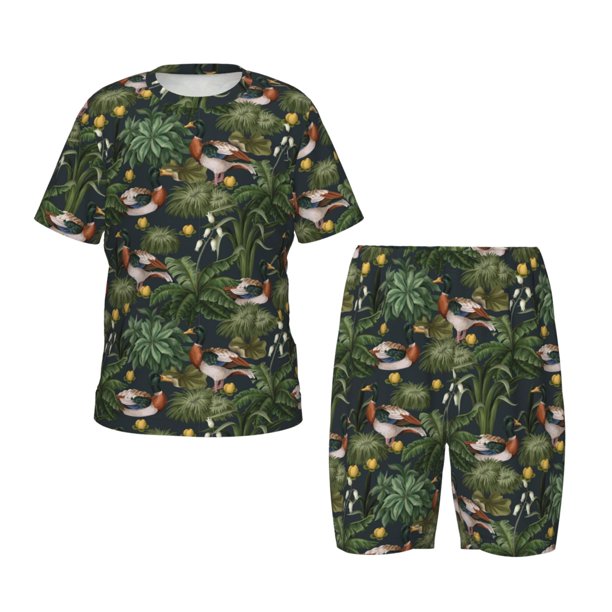 Balery Mallard Ducks And Water Conjunto de Pijama Infantil de Manga Corta con Estampado – Ropa de Dormir de Algodón Suave-Large
