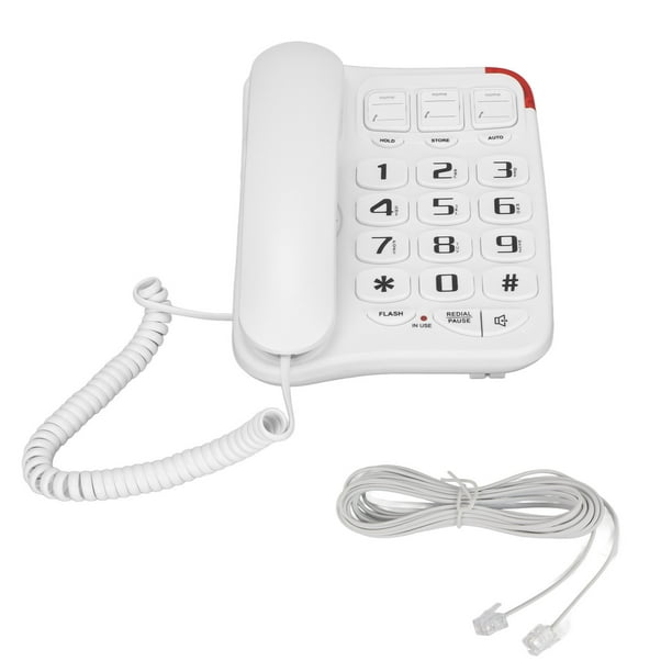 Teléfono con botones grandes, 3 teclas de imagen, sonido amplificado, teléfono fijo con cable para personas mayores, oficina en casa