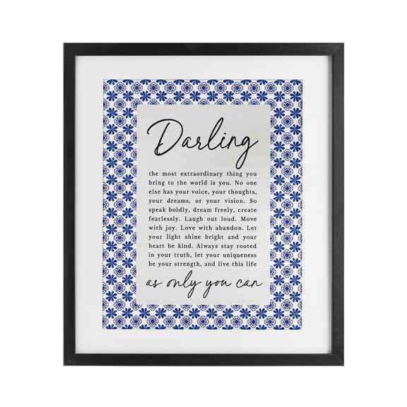 Darling Only You Can Inspiring Black Framed Print Under Glass, design by Lettered and Lined