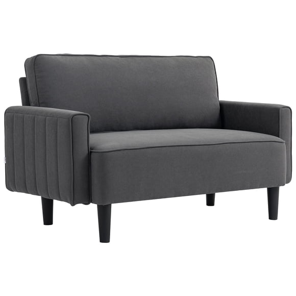 Causeuse en Lin Gris Foncé - Canapé 2 Places pour Salon, Bureau à Domicile / Confort Épais Rembourré et Design Moderne, 56 Pouces L x 31,5 Pouces P