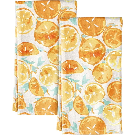 Flour Sack Kitchen Towels - Set of 2 Spring Dish Towels with Hanging Loop 18x26 Inch Absorbent Reusable Cotton Cloths for Cleaning Cute Design Home Decorative Housewarming, Vintage Flower