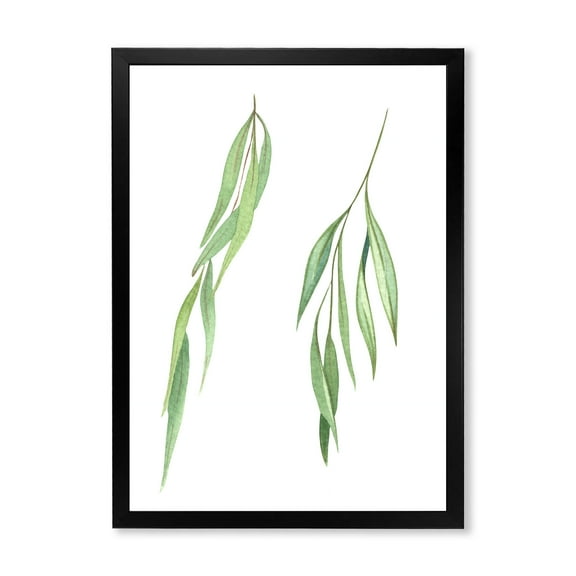 Designart 'Two Willow Branches On White' Farmhouse Framed Art Print