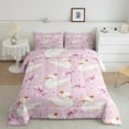 thumbnail image 3 of Feelyou Dreamy White Swan Bedding Comforter Set for Kids, Kawaii Princess Bowknot Twin Comforter Sets, Cartoon Animal Reversible Bedding Set, Super Cozy Room Decor, 2 Pieces, 3 of 9